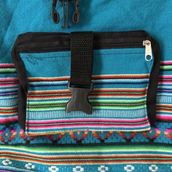 Large Backpack Tribal Striped Lightweight Drawstring Handmade Bag Beach Boho - Picture 3 of 11